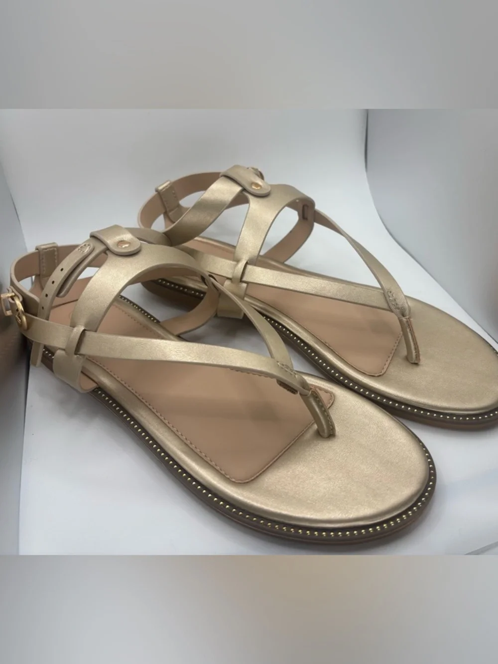 Journee Collection Metallic Gold T-Strap Flat Sandal